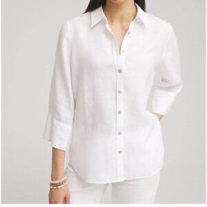 Chicos Women's Sz XL No Iron 100% Linen 3/4 Sleeve Shirt